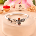 LeafBlu Silver Mahadev Bracelet | Trishul Rudraksha Men’s Bracelet (Pack of 1)