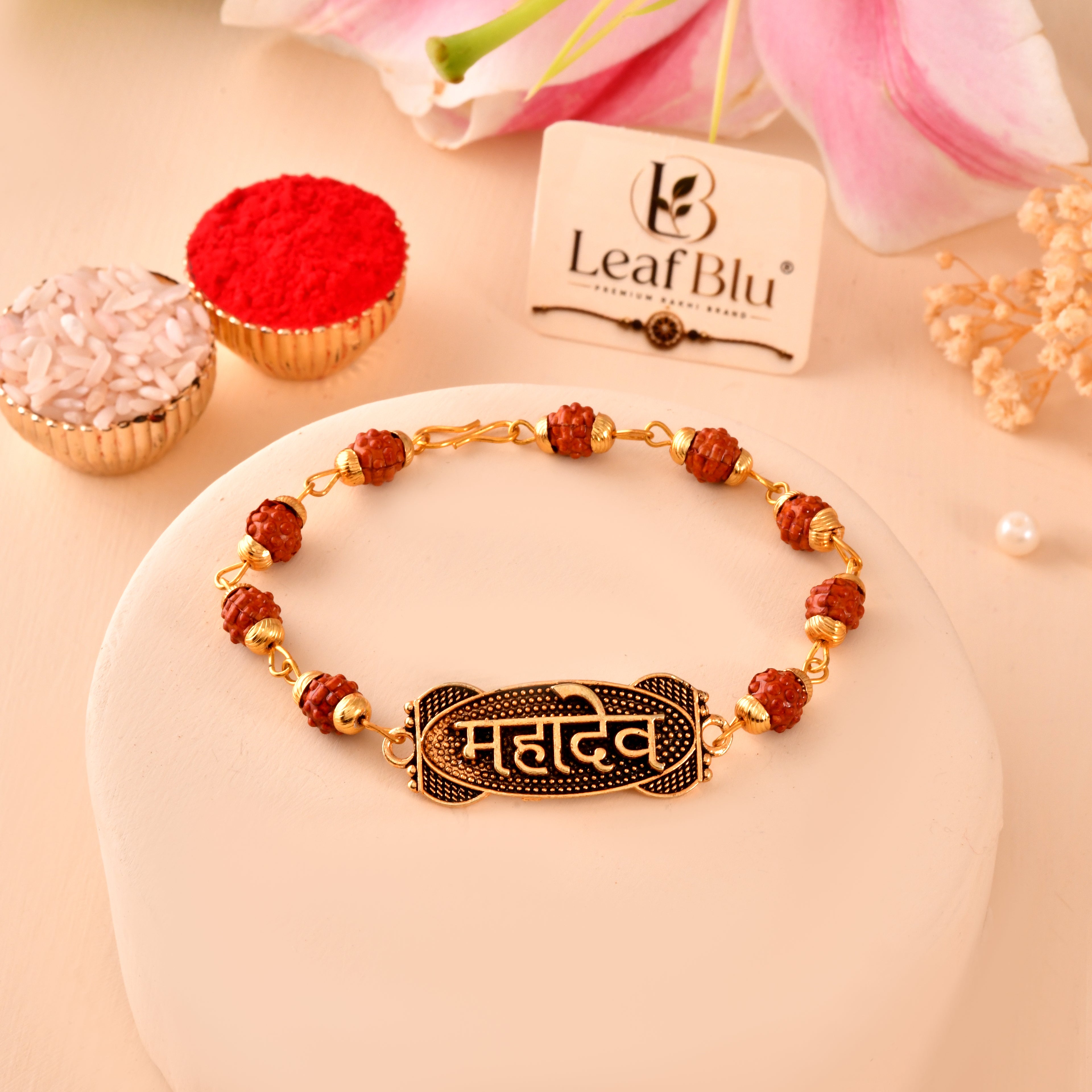 LeafBlu Mahadev Rudraksha Bracelet for Men | Premium Spiritual Bracelet (Pack of 1)