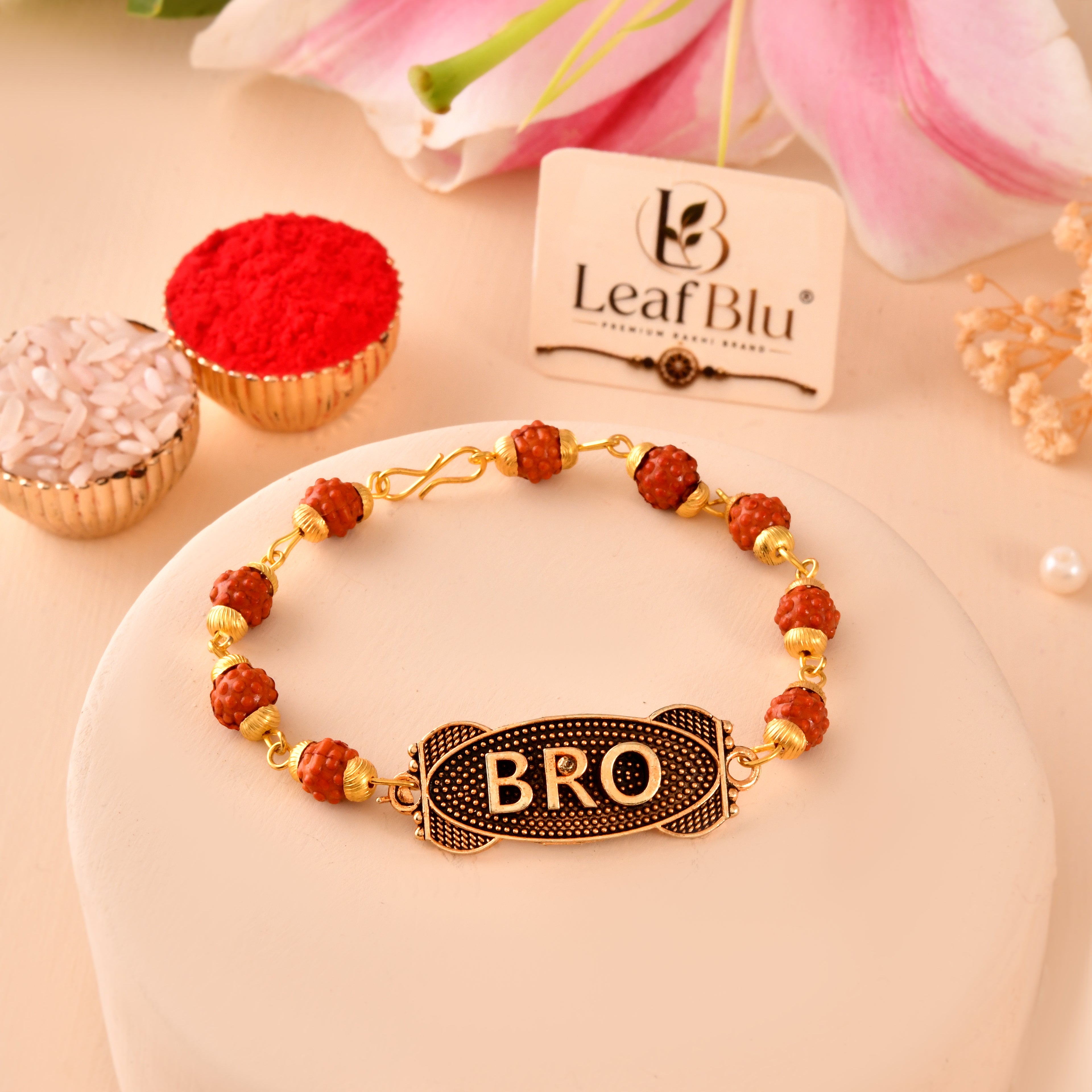 LeafBlu BRO Rudraksha Bracelet for Men | Premium Brother Bracelet (Pack of 1)