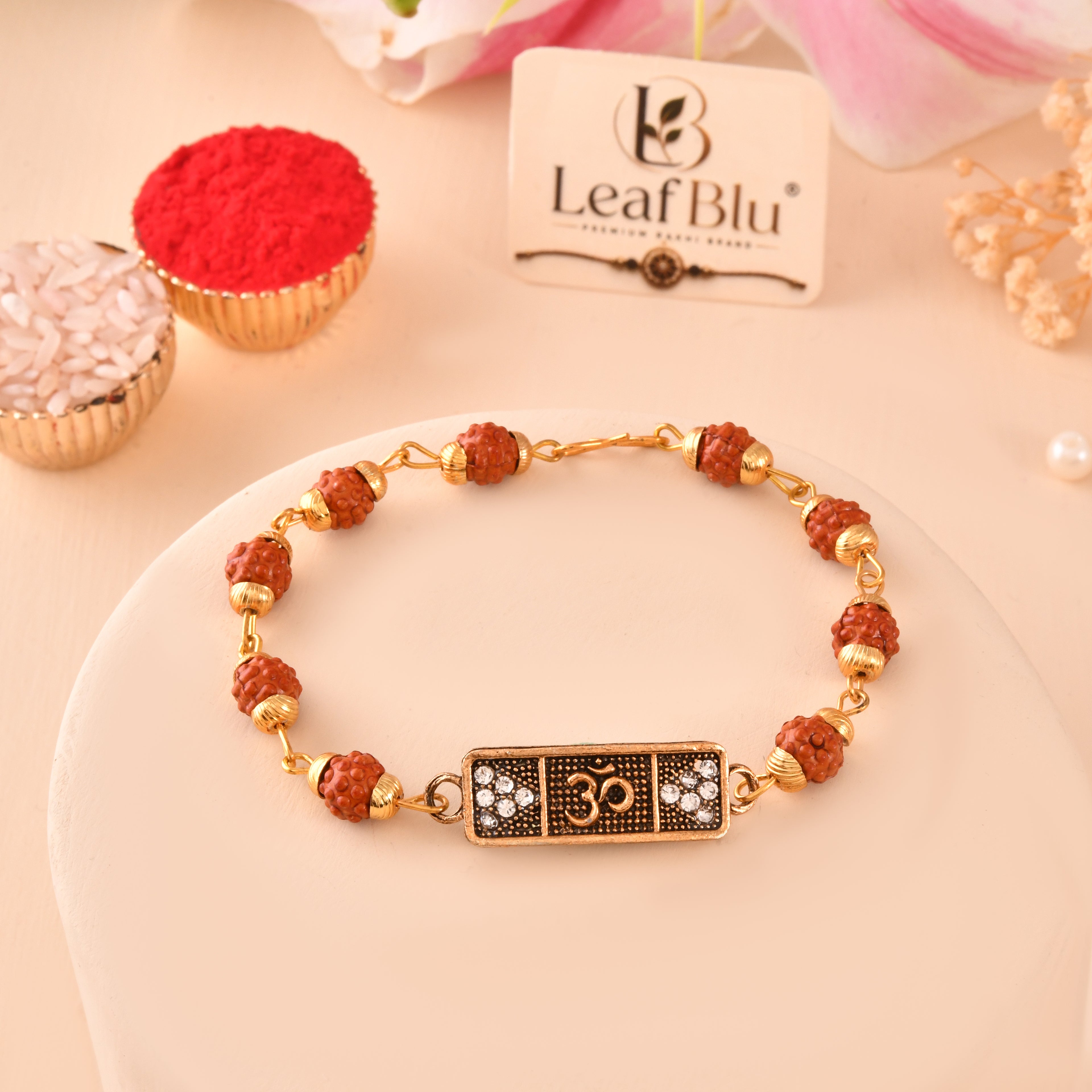 LeafBlu Om Rudraksha Bracelet for Men | Premium Spiritual Bracelet