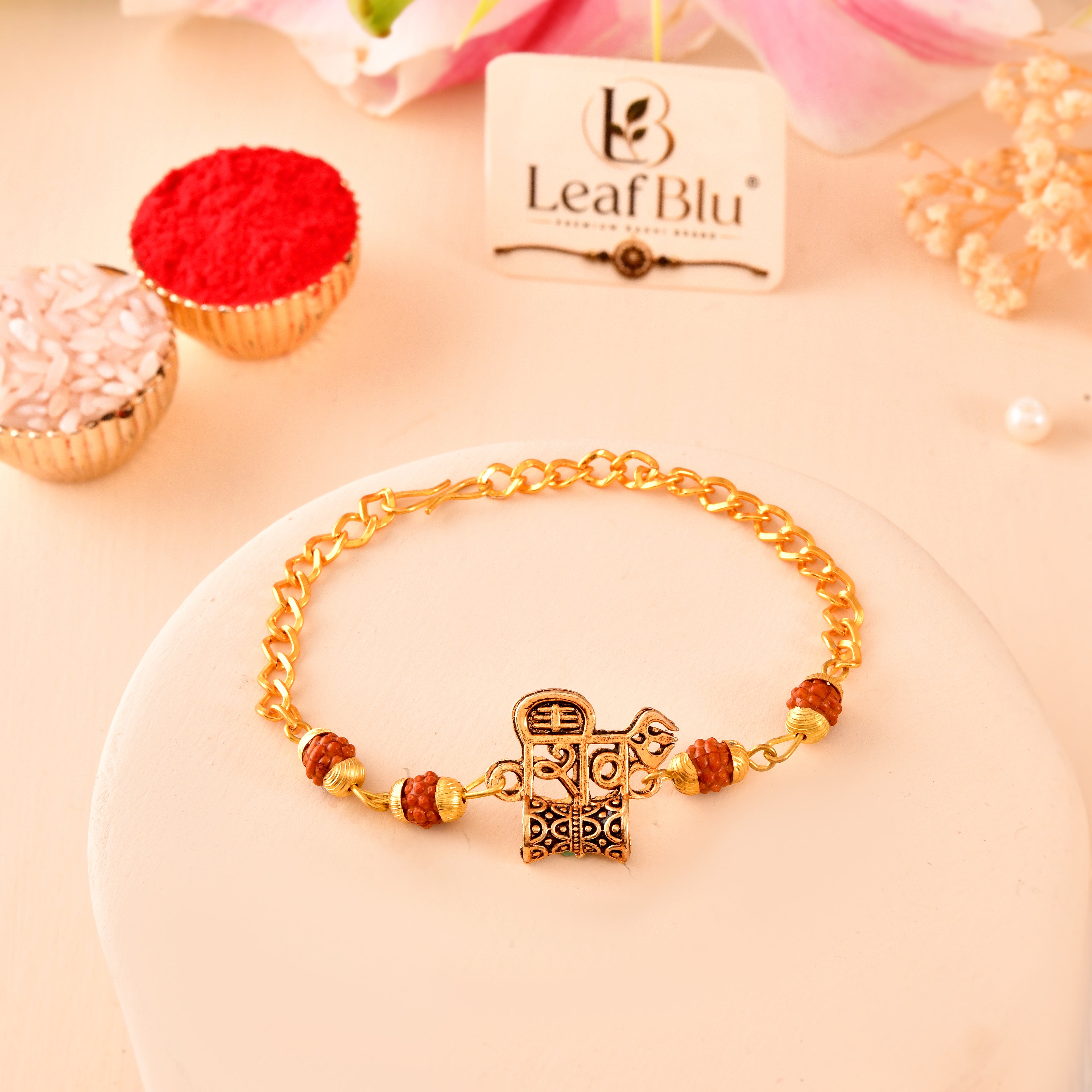 LeafBlu Shiv Bracelet for Men | Premium Rudraksha Bracelet (Pack of 1)
