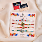 LeafBlu Premium Peacock Designer Rakhi Combo Set | Pack of 4 Fancy Rakhis