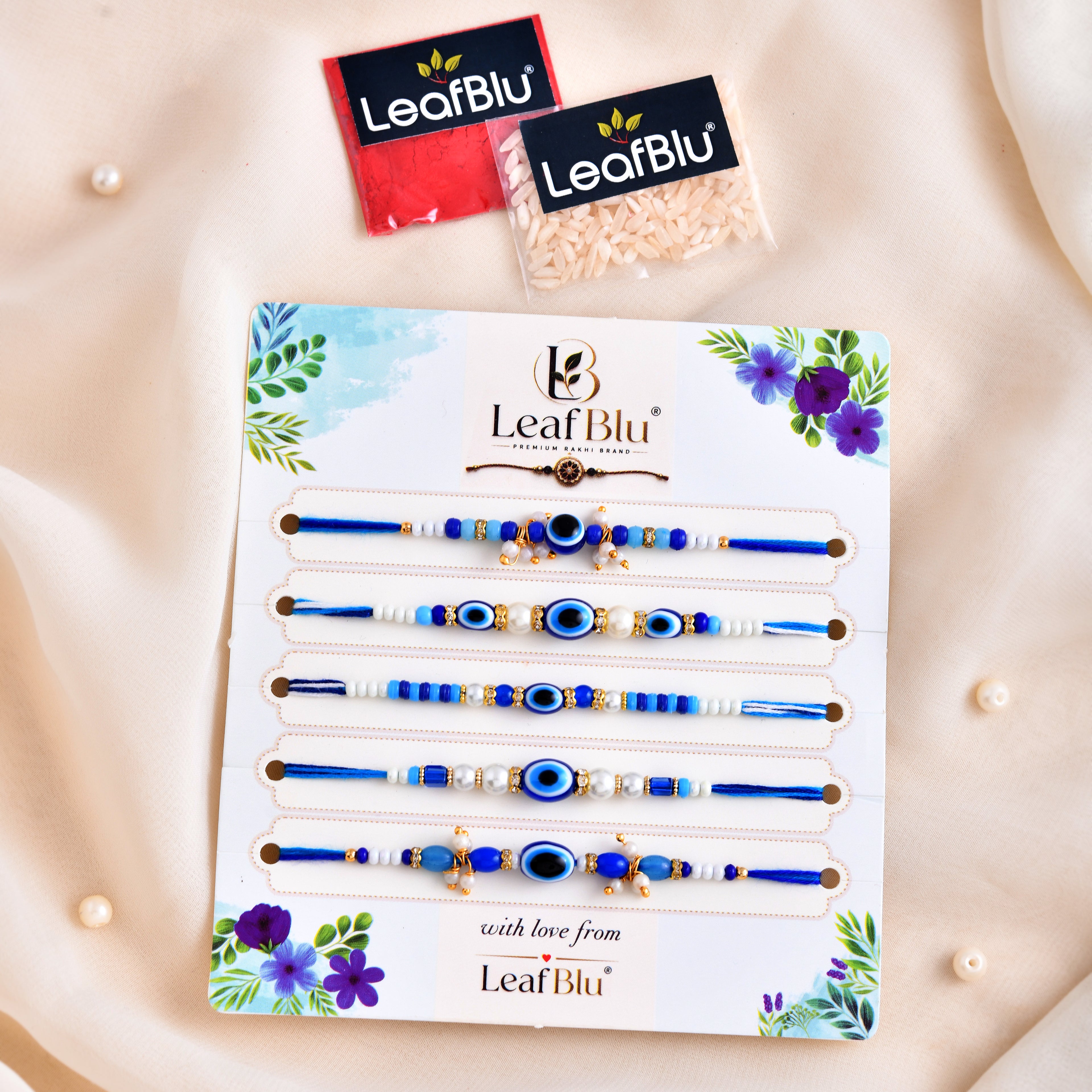 LeafBlu Evil Eye Rakhi Combo Pack of 5 | Designer Rakhi for Raksha Bandhan