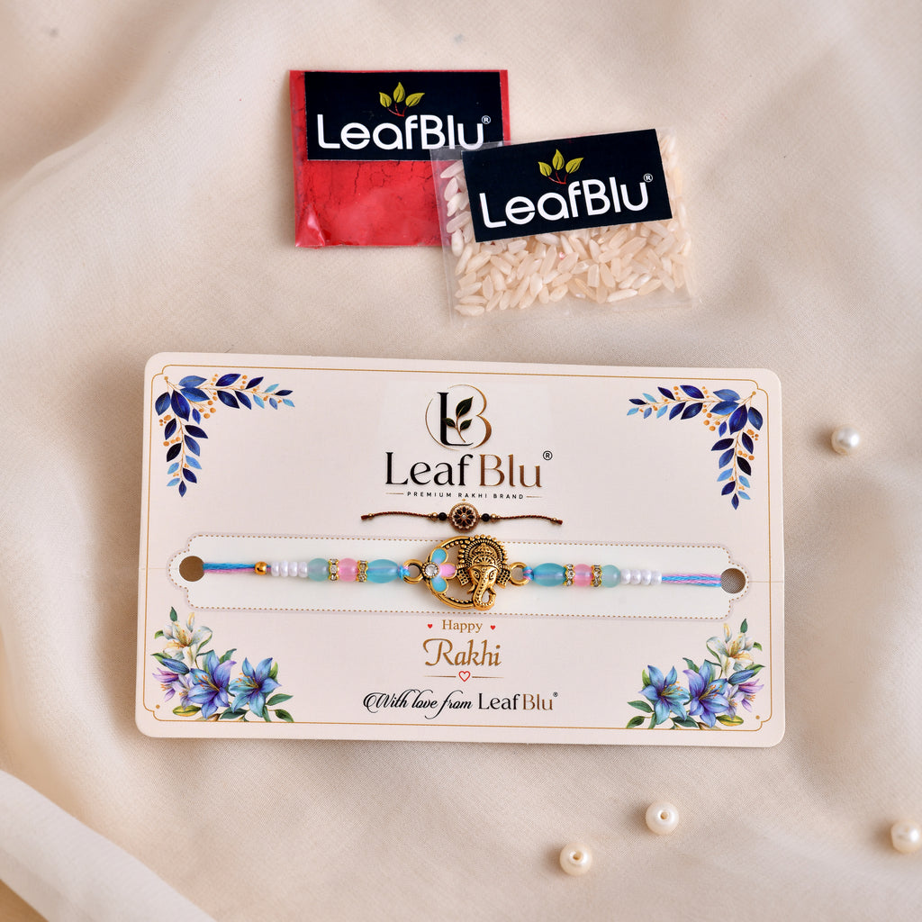 LeafBlu Premium Ganesh Rakhi for Brother | Designer Ganesha Rakhi