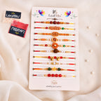 LeafBlu Premium Rakhi Combo Set for Brother | Pack of 10 Designer Rakhis