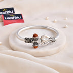 LeafBlu Silver Mahadev Bracelet | Trishul Rudraksha Men’s Bracelet (Pack of 1)