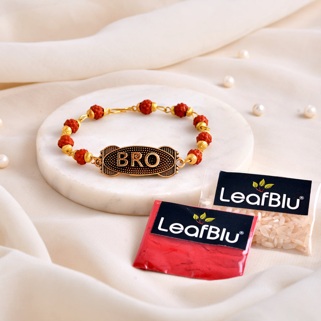 LeafBlu BRO Rudraksha Bracelet for Men | Premium Brother Bracelet (Pack of 1)