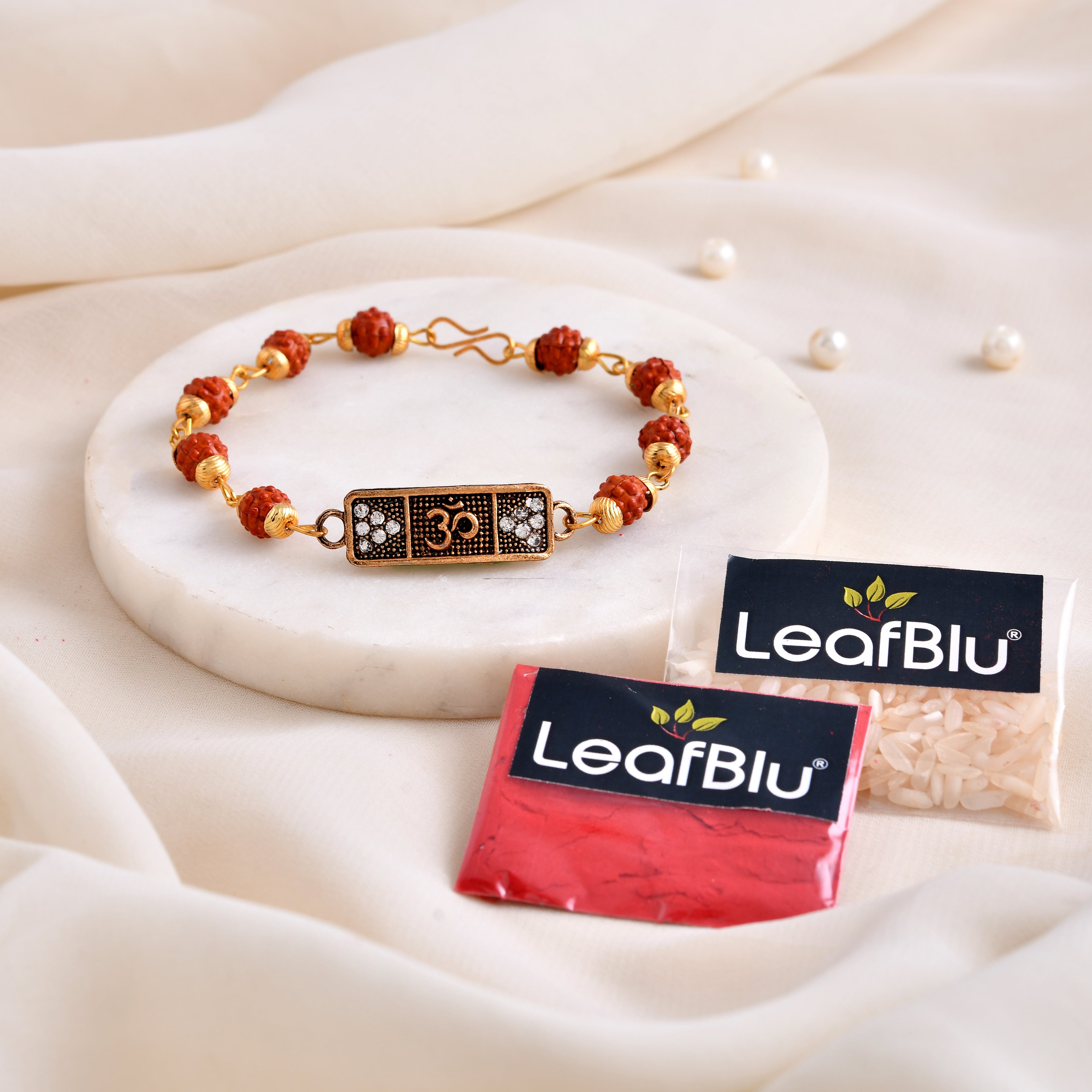 LeafBlu Om Rudraksha Bracelet for Men | Premium Spiritual Bracelet