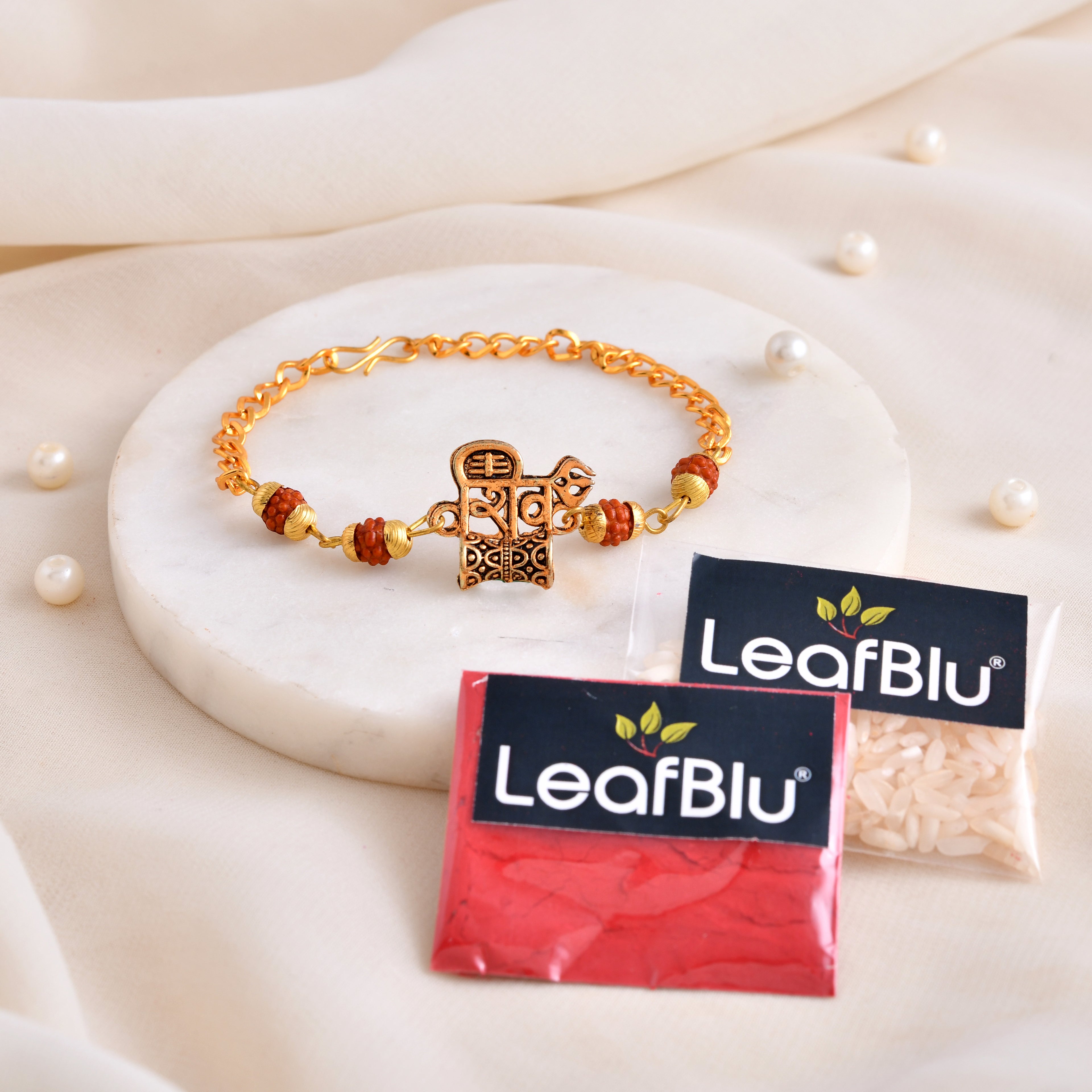 LeafBlu Shiv Bracelet for Men | Premium Rudraksha Bracelet (Pack of 1)