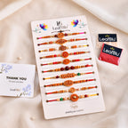 LeafBlu Traditional Rakhi Combo Pack | Om, Shri, Rudraksha & Bhai Rakhi Set