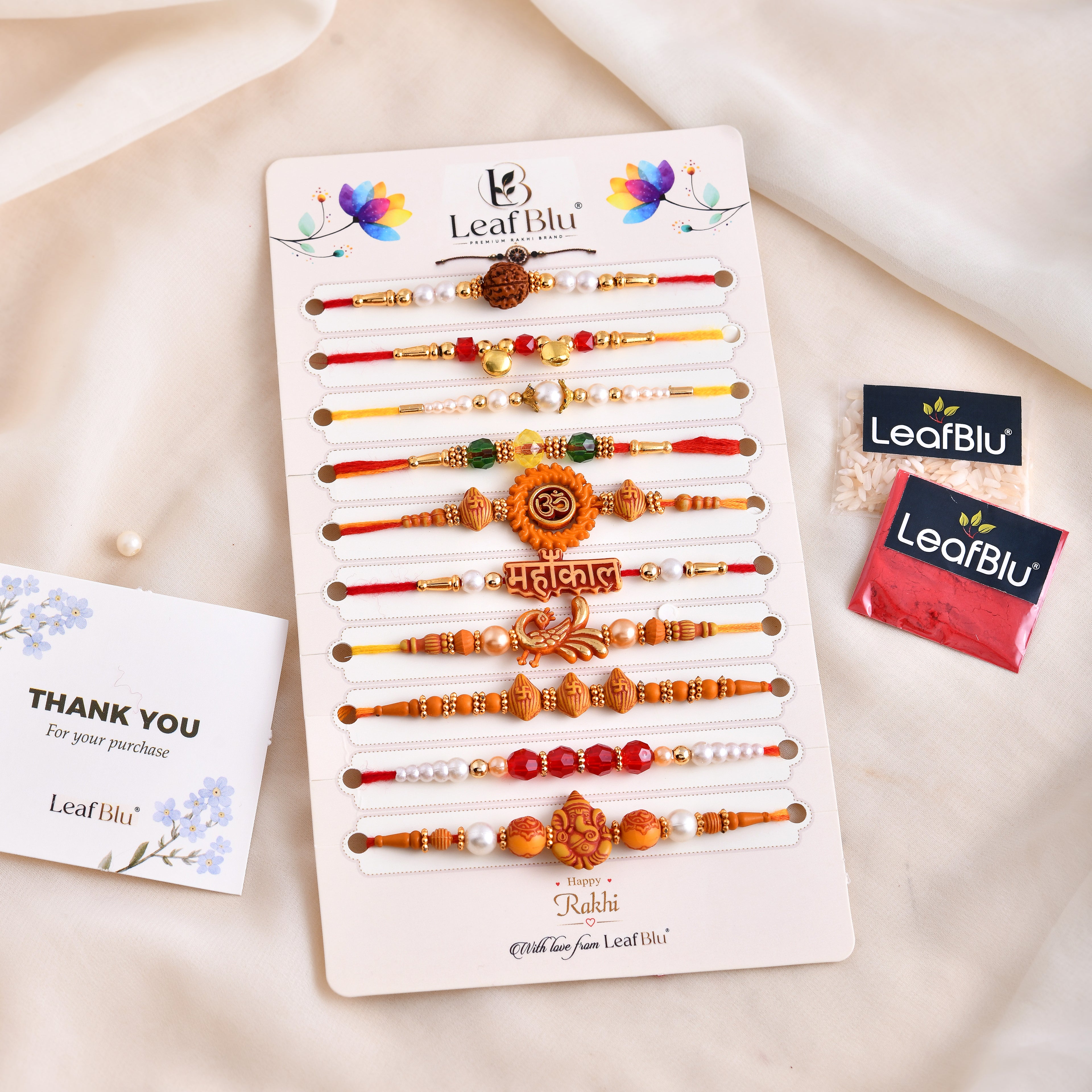 LeafBlu Religious Rakhi Combo Pack | Spiritual Rakhi Collection for Brother