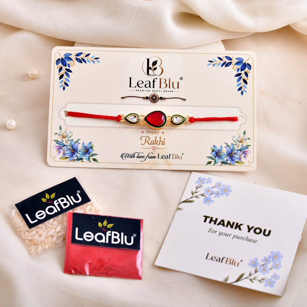 LeafBlu Premium Designer Rakhi for Brother | Elegant Stone Work Rakhi