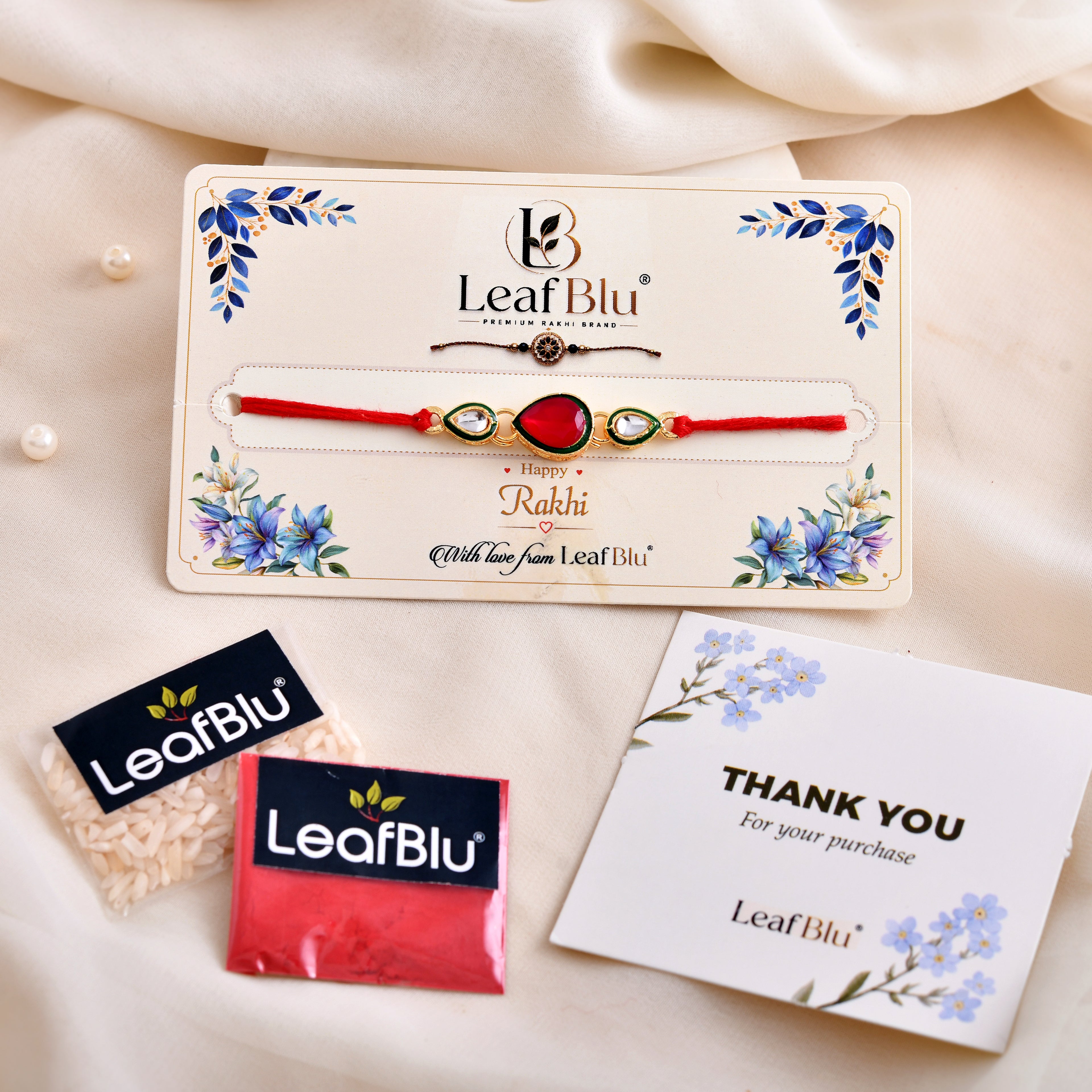 LeafBlu Premium Designer Rakhi for Brother | Elegant Stone Work Rakhi