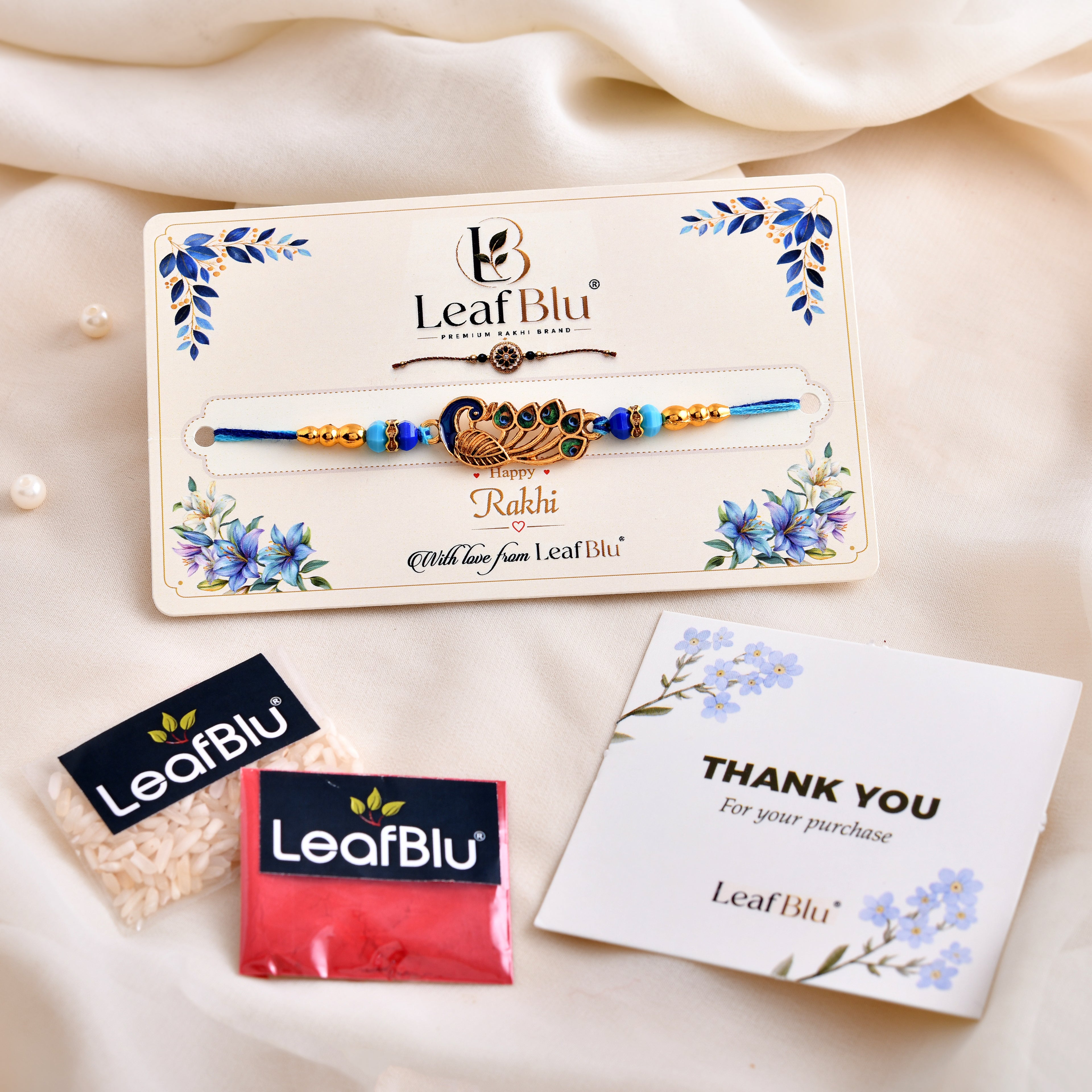 LeafBlu Fancy Designer Rakhi | Peacock Theme Rakhi for Raksha Bandhan
