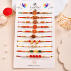 LeafBlu Premium Spiritual Rakhi Combo Set | Pack of 10 Traditional Designer Rakhis