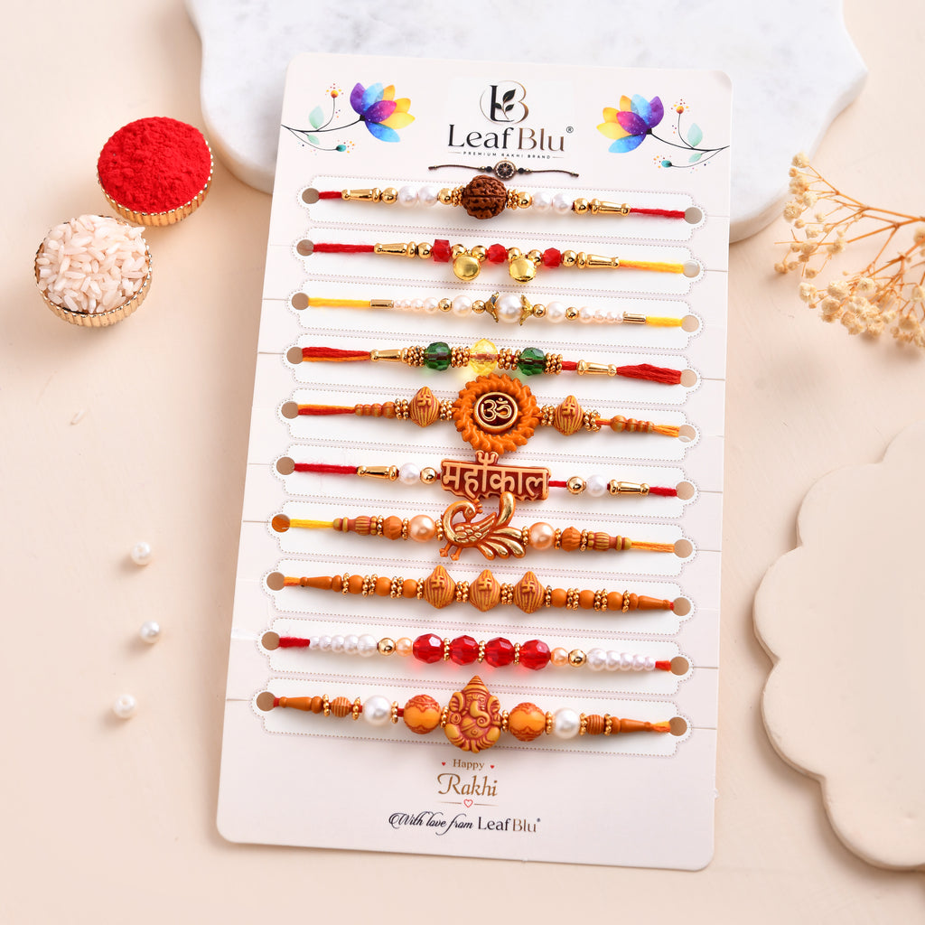 LeafBlu Religious Rakhi Combo Pack | Spiritual Rakhi Collection for Brother