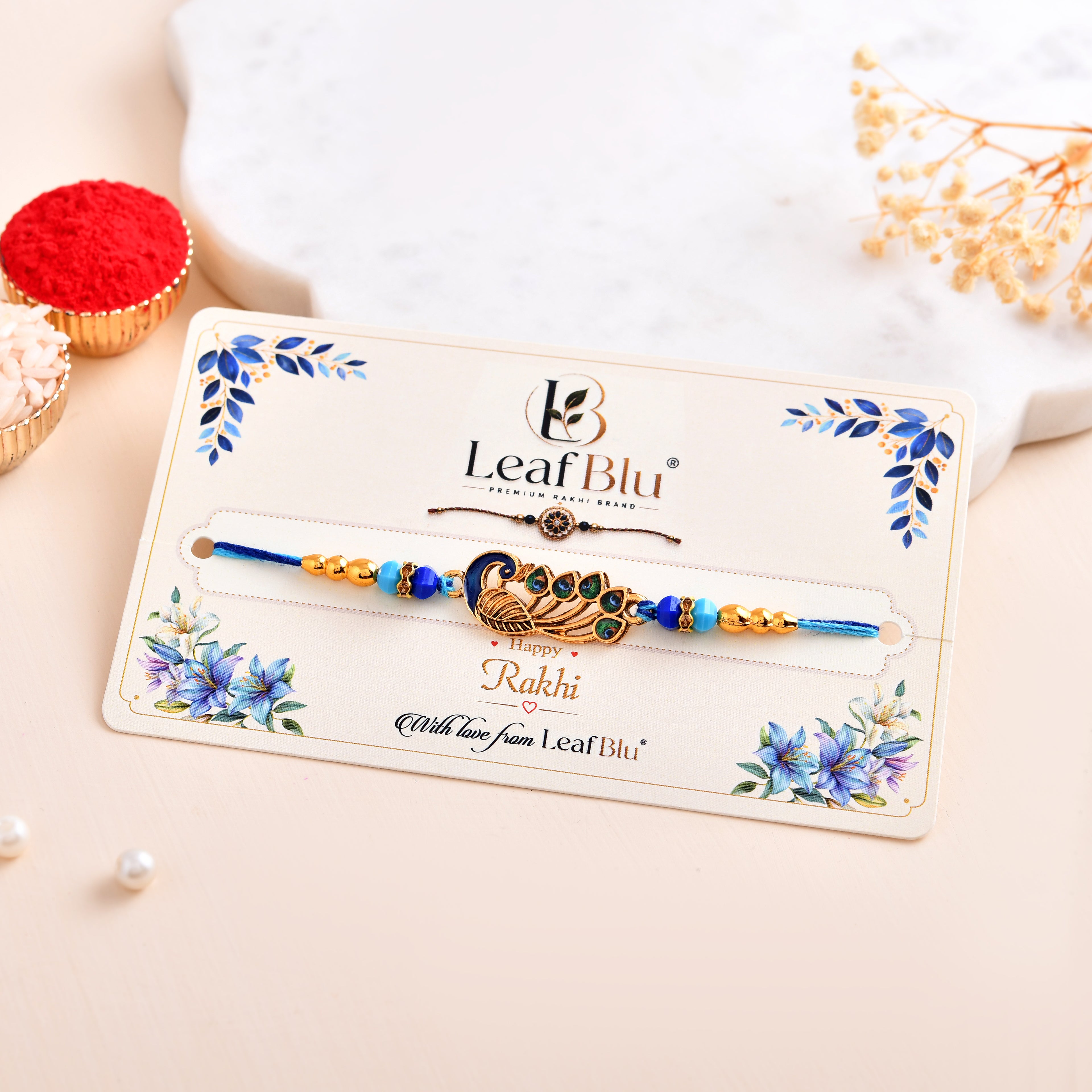 LeafBlu Fancy Designer Rakhi | Peacock Theme Rakhi for Raksha Bandhan