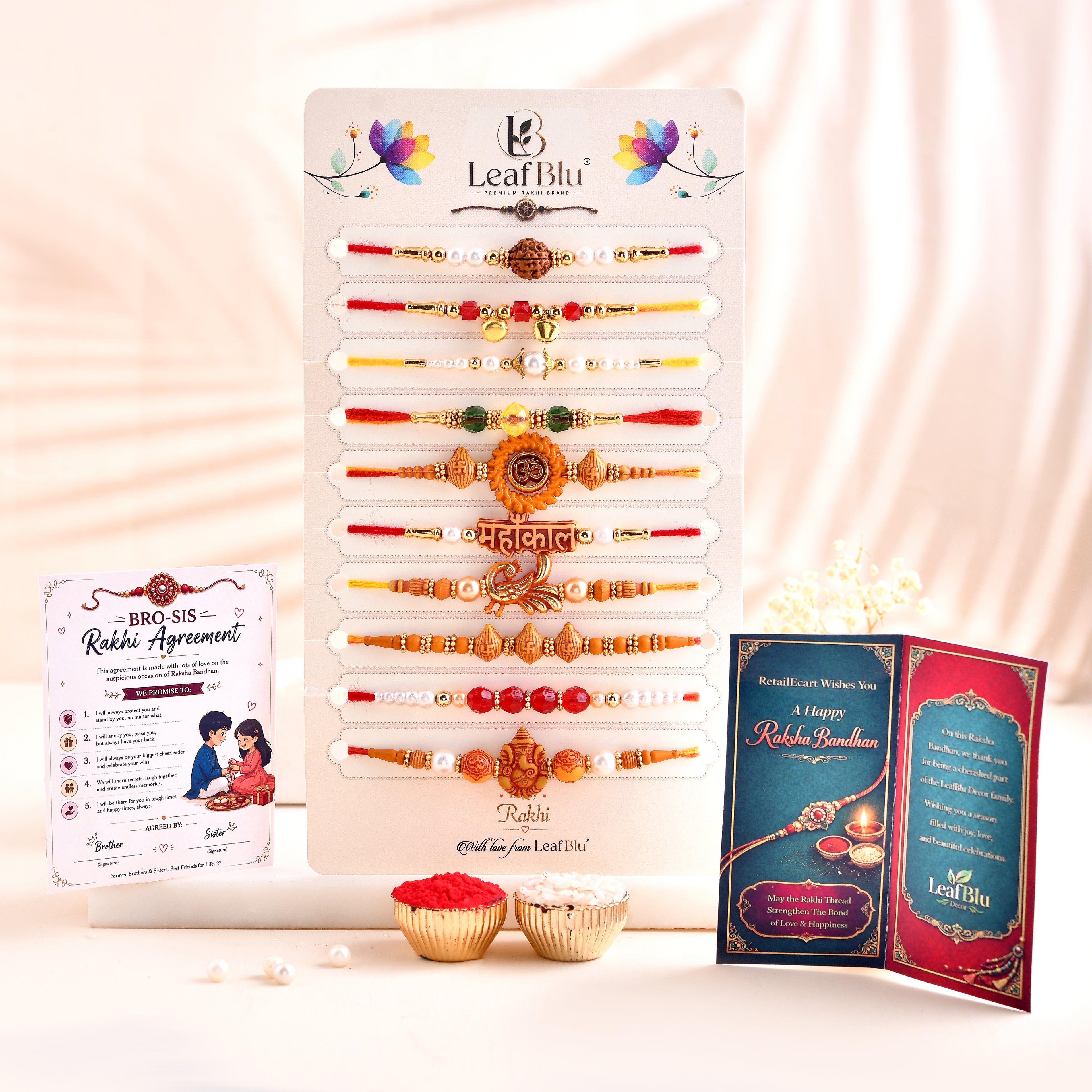 LeafBlu Religious Rakhi Combo Pack | Spiritual Rakhi Collection for Brother