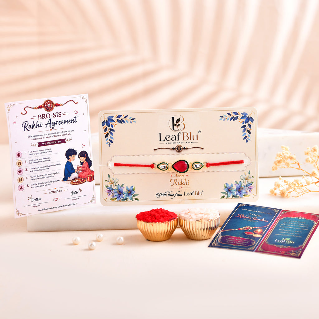 LeafBlu Premium Designer Rakhi for Brother | Elegant Stone Work Rakhi