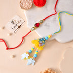 LeafBlu Premium Designer Kundan Bhai Bhabhi Rakhi Lumba Set with Rakhi Agreement Card, Greeting Card & Roli Chawal | Handmade Raksha Bandhan Gift Combo