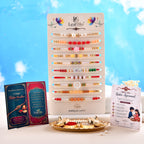 LeafBlu Premium Designer Rakhi Set of 10 for Brother with Rakhi Agreement Card, Greeting Card & Thali Roli Chawal | Handmade Pearl & Beaded Raksha Bandhan Gift Combo