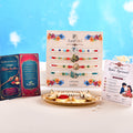 LeafBlu Premium Designer Rakhi Set of 4 for Brother with Rakhi Agreement Card, Greeting Card & Roli Chawal | Handmade Raksha Bandhan Gift Combo