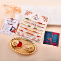 LeafBlu Premium Designer Rakhi Set of 5 for Brother with Rakhi Agreement Card, Greeting Card & Roli Chawal | Handmade Raksha Bandhan Gift Pack