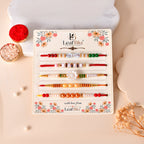 LeafBlu Premium Designer Rakhi Set of 5 for Brother with Rakhi Agreement Card, Greeting Card & Roli Chawal | Handmade Raksha Bandhan Gift Pack