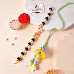 Designer Rudraksha Bracelet & Bhai Bhabhi Lumba Rakhi Set | Premium Rakhi Combo with Greeting Card & Rakhi Agreement Card