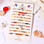 LeafBlu Premium Designer Rakhi Set of 10 with Rakhi Agreement Card, Greeting Card & Roli Chawal | Handmade Rakhi Combo