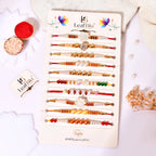 LeafBlu Designer Rakhi Gift Set for Brothers | Pack of 10 with Rakhi Agreement & Greeting Card