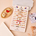 LeafBlu Traditional Designer Rakhi Combo Pack of 10 | Rakhi Agreement Card & Thali  Roli Chawal Included