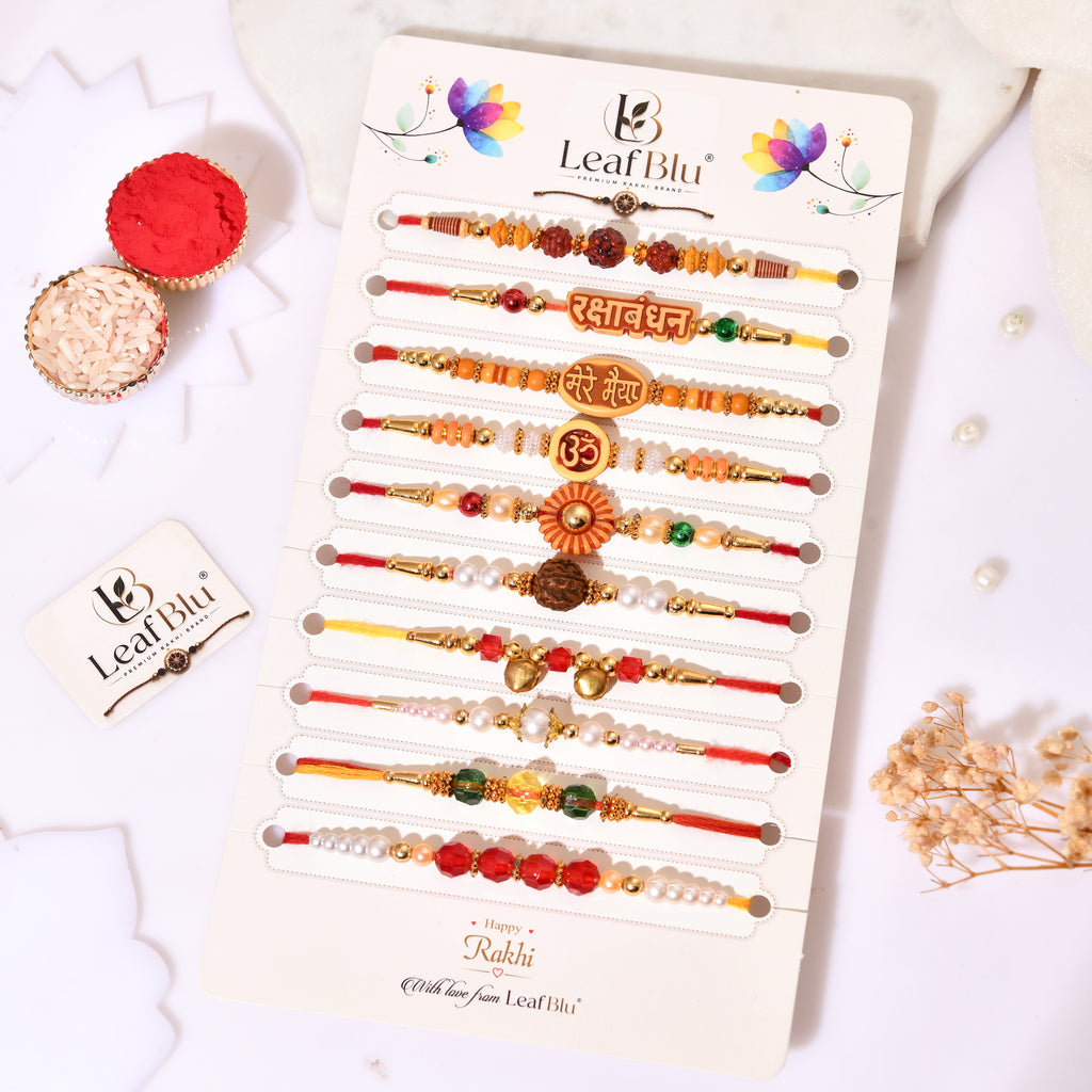 Designer Spiritual Brother Rakhi Set of 10 | Religious Rakhi Collection with Rakhi Agreement Card