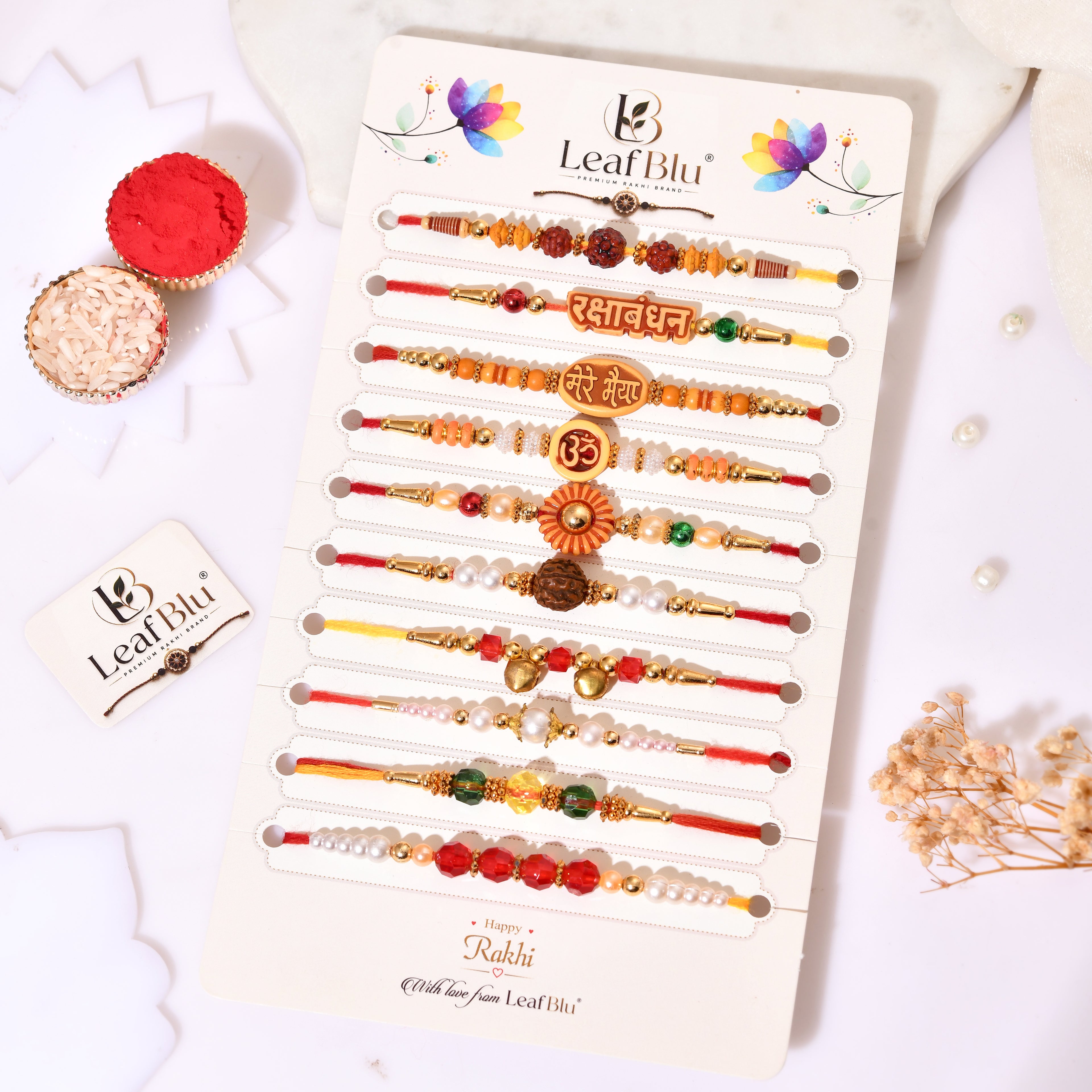 Designer Spiritual Brother Rakhi Set of 10 | Religious Rakhi Collection with Rakhi Agreement Card