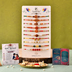 LeafBlu Traditional Spiritual Rakhi Set | Rudraksha, Om & Devotional Designer Rakhi Collection