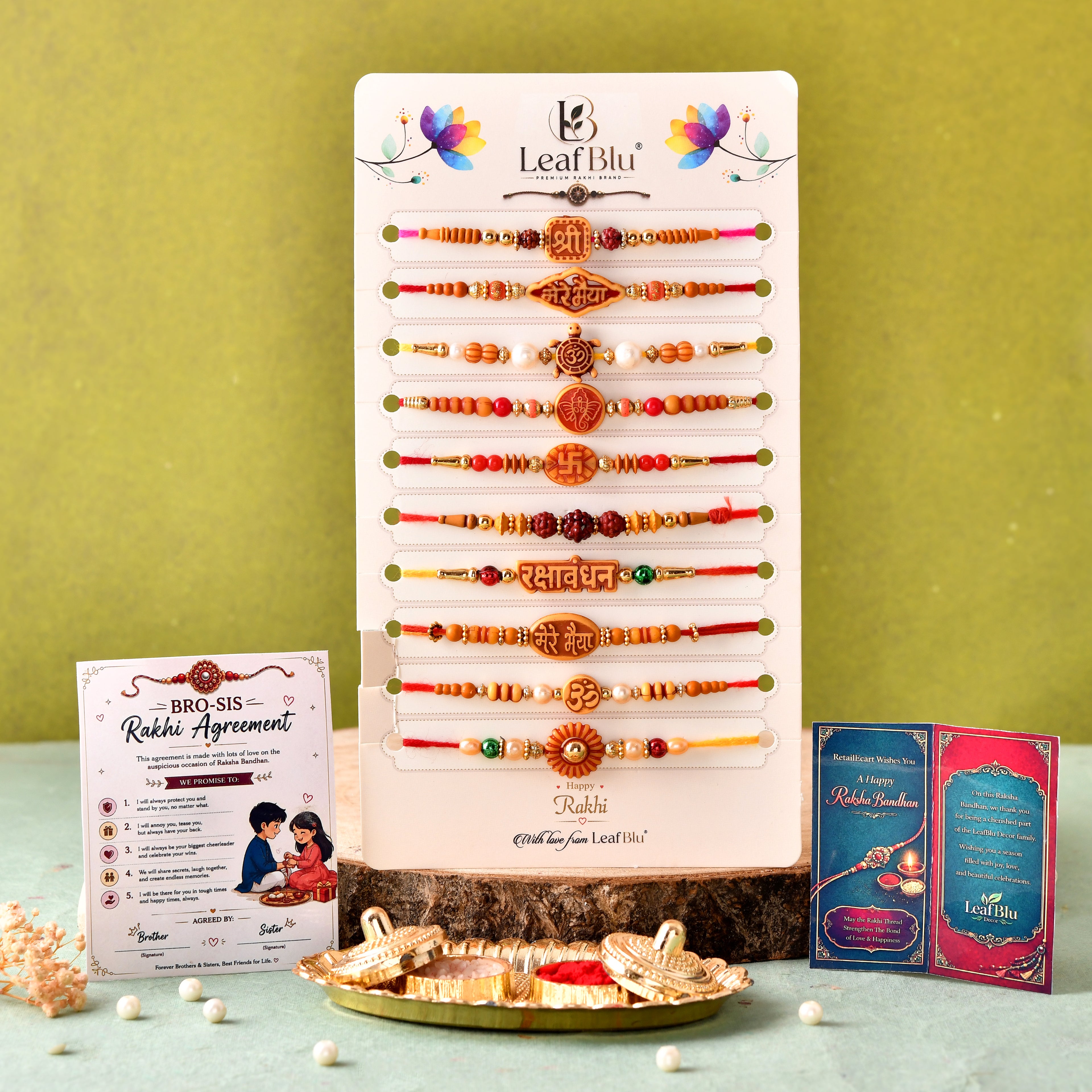 Premium Religious Rakhi Pack of 10 | Mahadev Inspired Brother Rakhi Set by LeafBlu