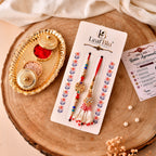LeafBlu Premium Bhai-Bhabhi Rakhi Lumba Set with BRO Rakhi, Rakhi Agreement Card, Greeting Card & Roli Chawal | Raksha Bandhan Gift