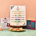 Premium Designer Rakhi Set of 6 | Multicolor Beaded Brother Rakhi with Greeting Card & Thali Roli Chawal