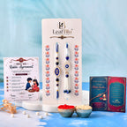 Premium Blue Evil Eye Bhai Bhabhi Rakhi Set | Handmade Designer Rakhi with Greeting Card & Rakhi Agreement