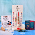 LeafBlu Premium Bhai Bhabhi Rakhi Set with Rakhi Agreement Card | Raksha Bandhan Gift Combo