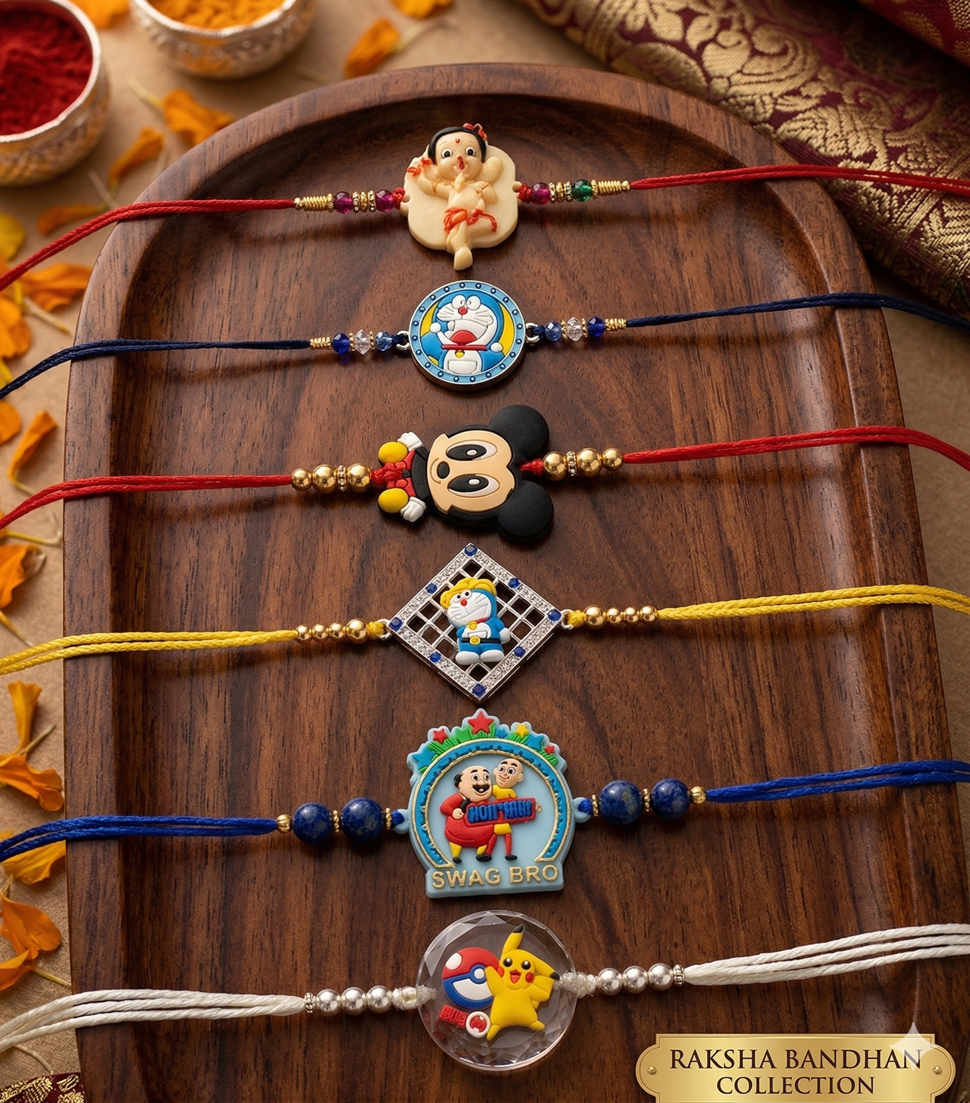 LeafBlu Premium Cartoon Kids Rakhi Set | Cute Silicon Rakhi for Boys & Brother
