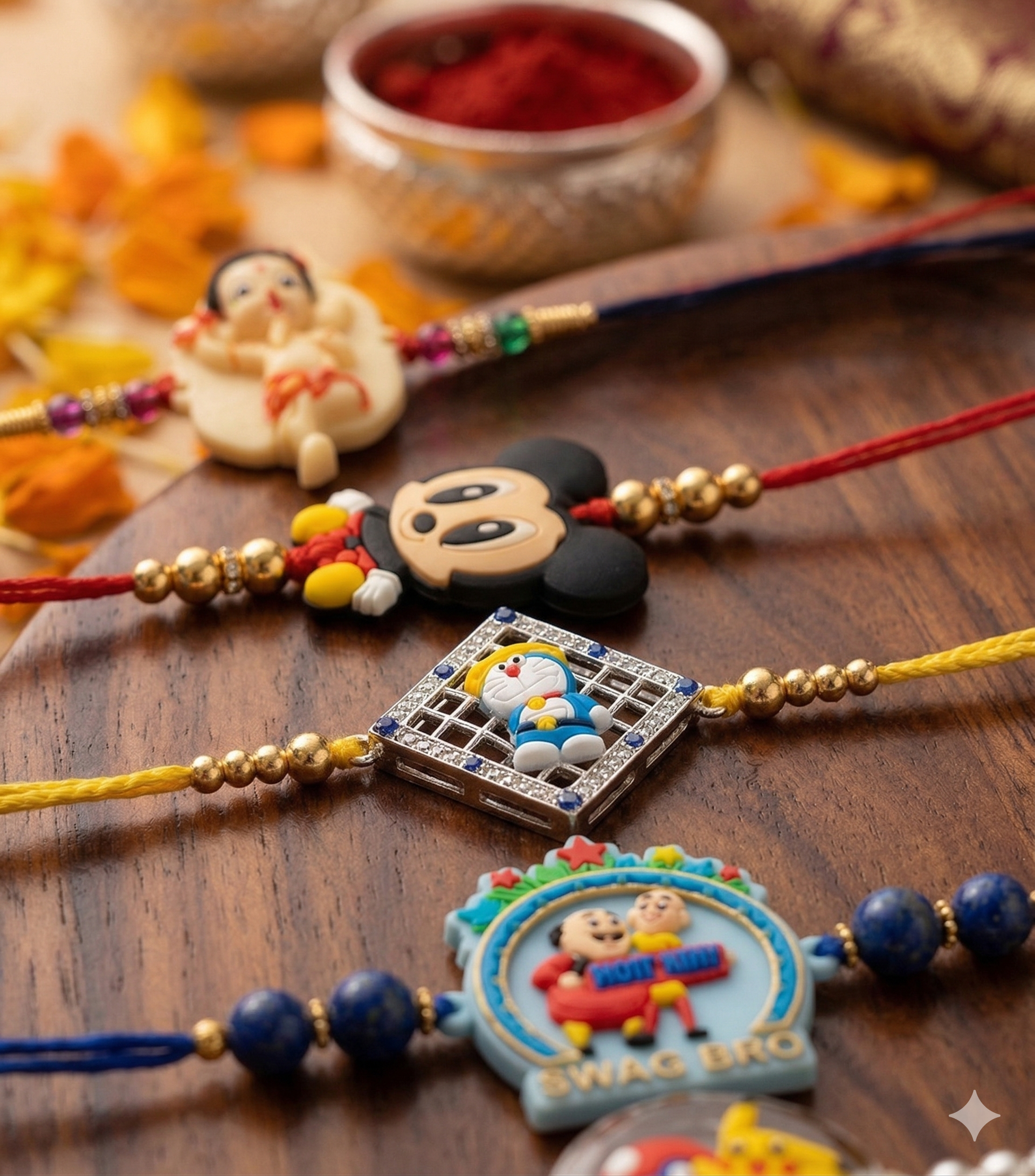 LeafBlu Premium Cartoon Kids Rakhi Set | Cute Silicon Rakhi for Boys & Brother