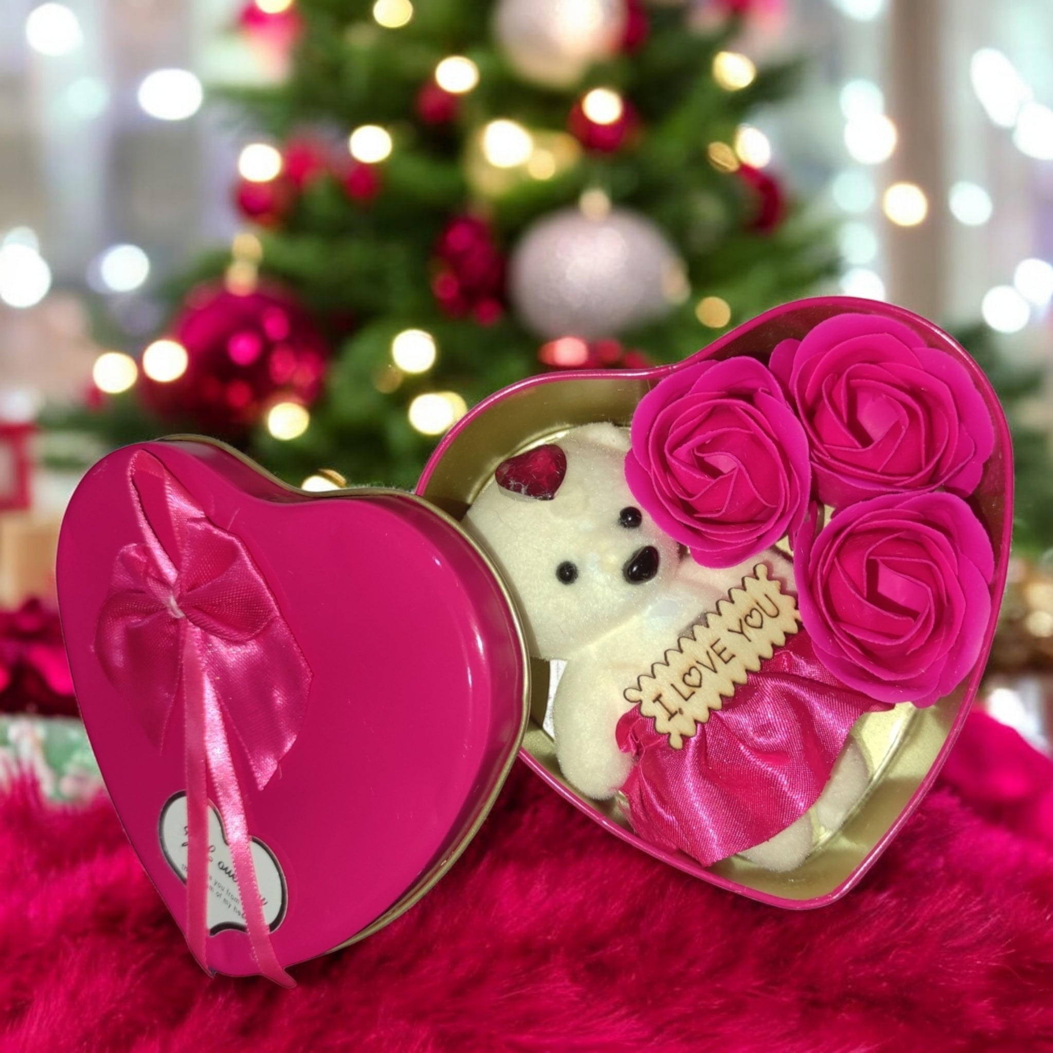 LeafBlu Dark Pink Heartbox Gift Set For Love Couple Valentine Gift (Pack of 1)