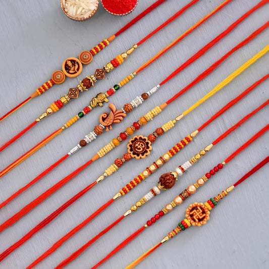 LeafBlu Designer Multicolor Combo of (10 Dora Rakhi Set) for Men with Roli Chawal, Greeting Card (pack of 1) #Rakhi for Brother #Brother sister Love
