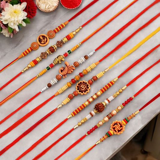 LeafBlu Designer Multicolor Combo of (10 Dora Rakhi Set) for Men with Roli Chawal, Greeting Card (pack of 1) #Rakhi for Brother #Brother sister Love