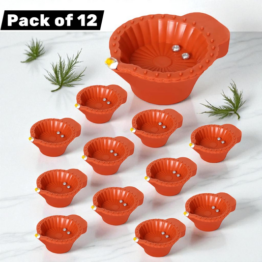 LeafBlu Water Sensor Reusable Led Diya for Home/ Diwali/ Festival Decoration Light Diya Plastic(Pack of 12)