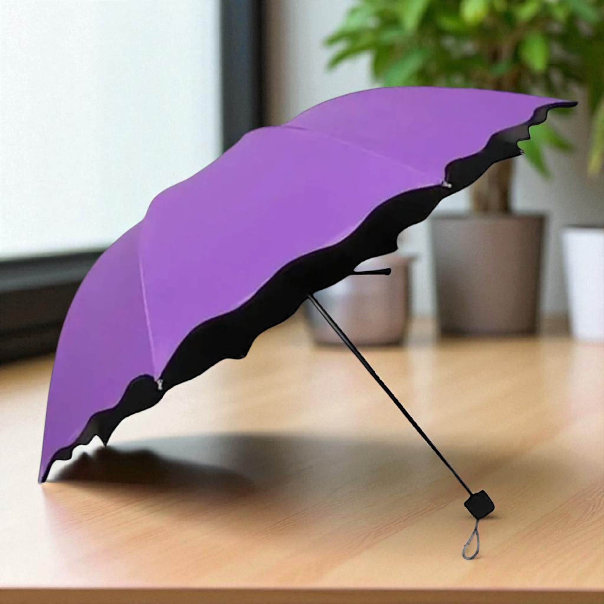 LeafBlu Magic Umbrella of Blooming Folding Portable for UV Protection & Rain Umbrella (Purple) Pack of 1