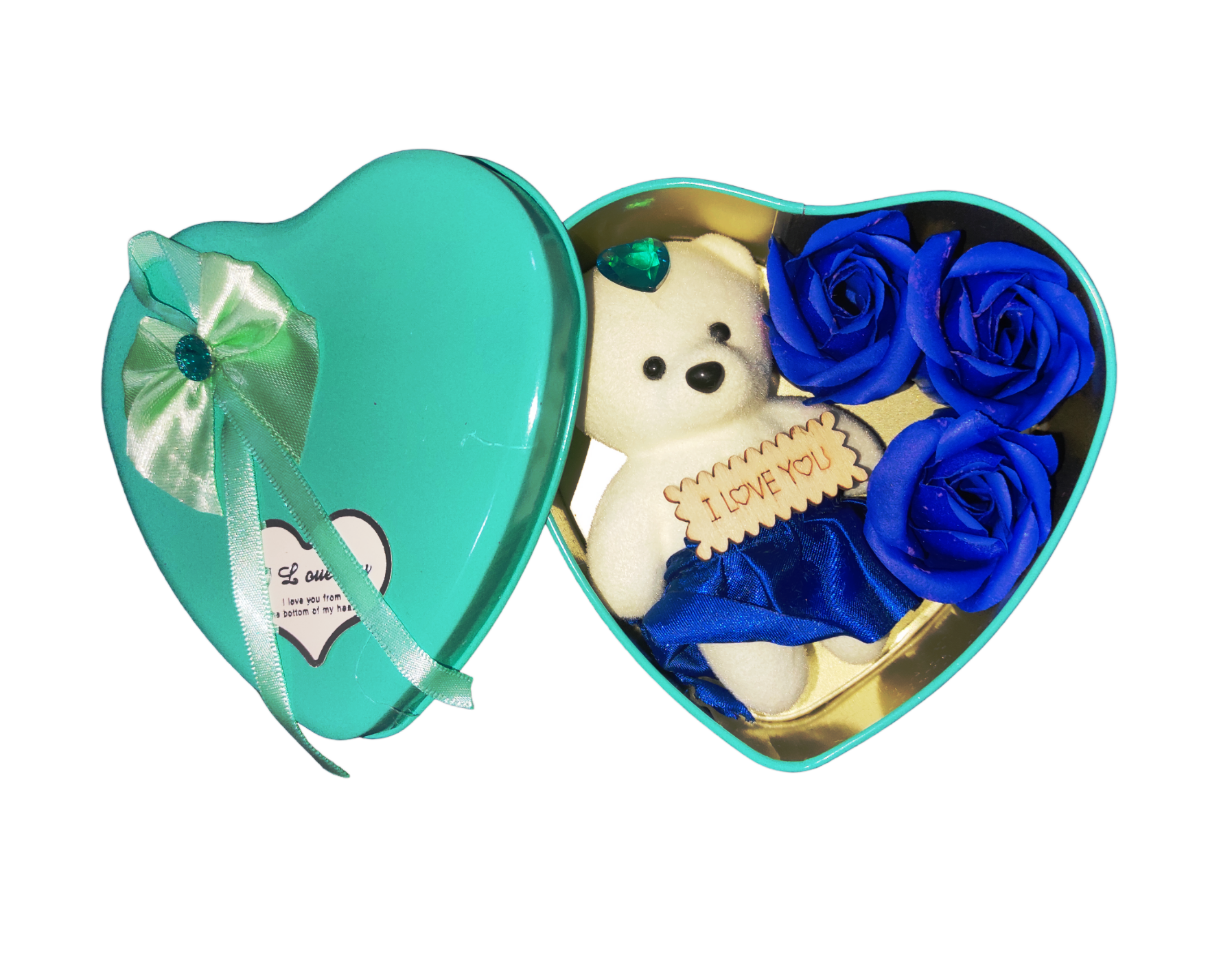LeafBlu Sky Blue Heartbox Gift Set For Love Couple Valentine Gift (Pack of 1)