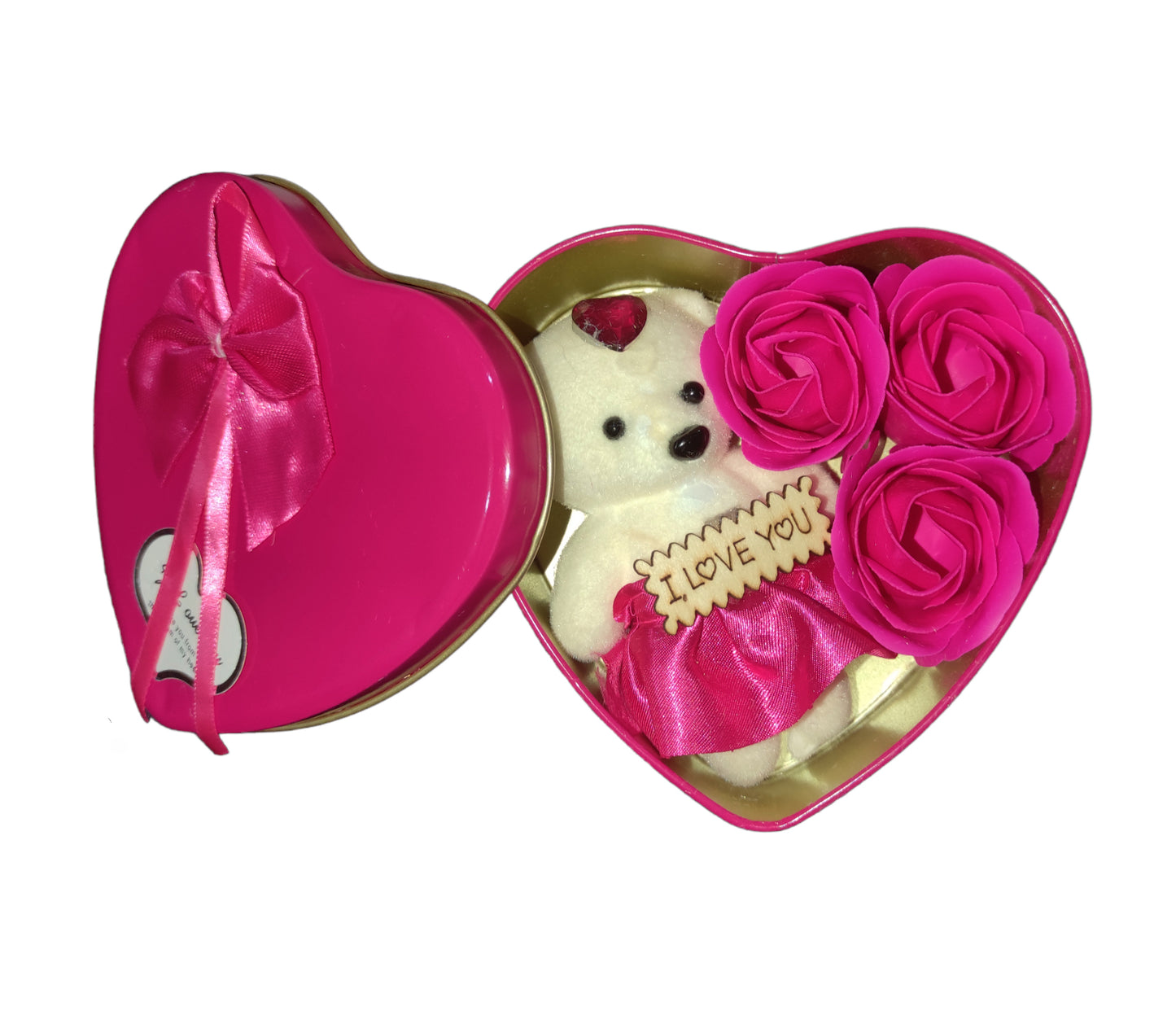 LeafBlu Dark Pink Heartbox Gift Set For Love Couple Valentine Gift