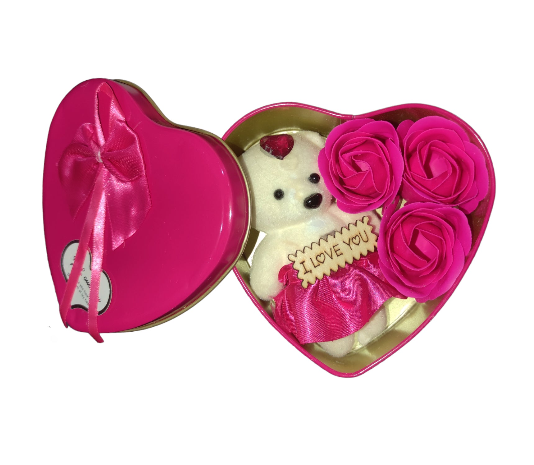 LeafBlu Dark Pink Heartbox Gift Set For Love Couple Valentine Gift (Pack of 1)